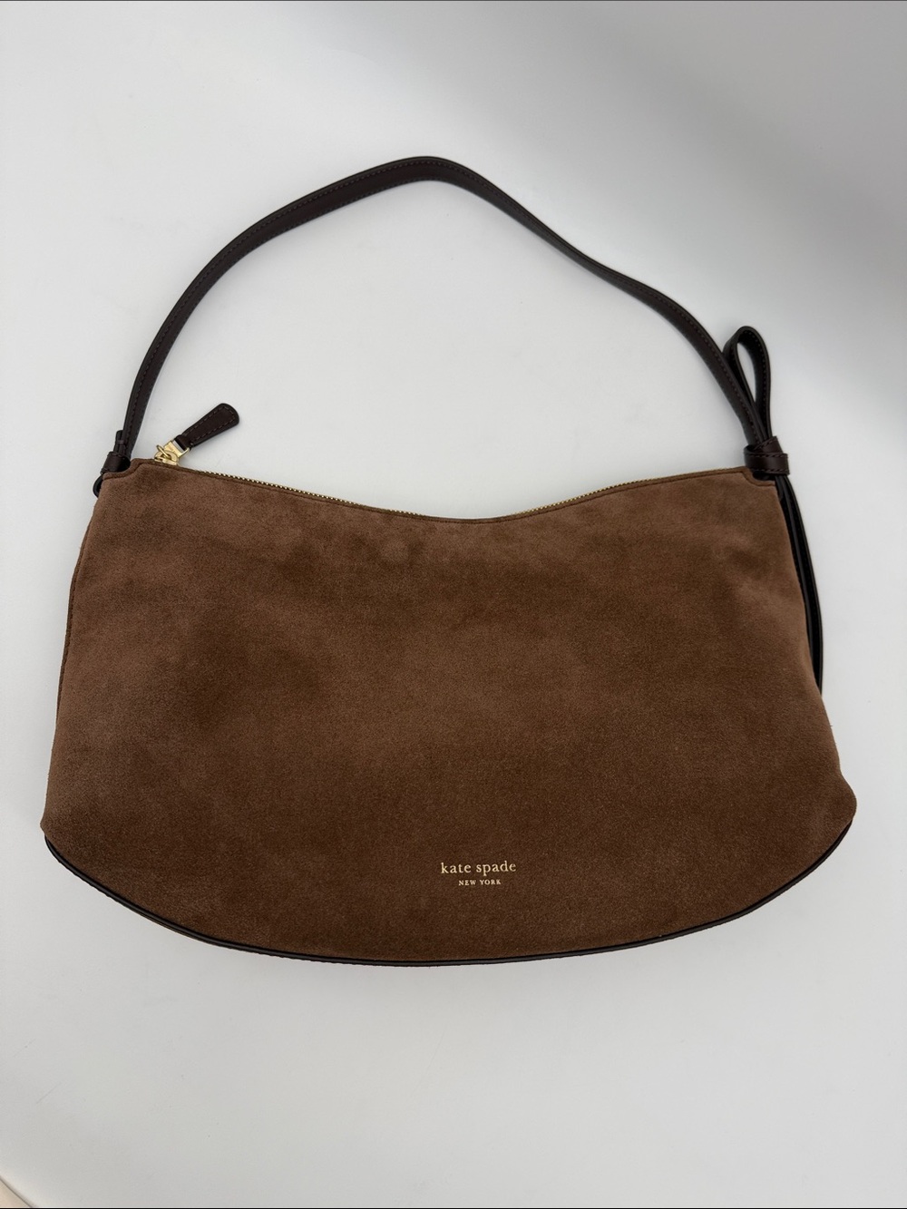 Kate Spade Loop Suede Large Shoulder Bag Hot Fudge Brown - Picture 2 of 16